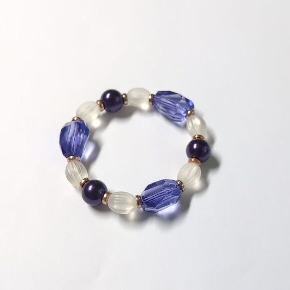 41 Purple Clear Faceted Black and Gold Beaded Bracelet - Picture 2 of 4